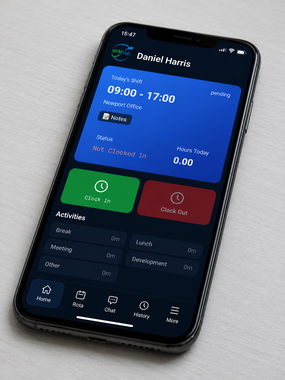 image of the WfMhub companion mobile app